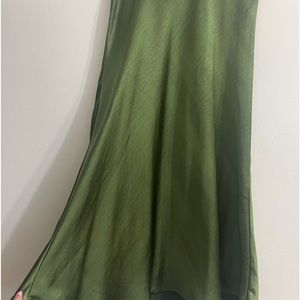 Satin green skirt